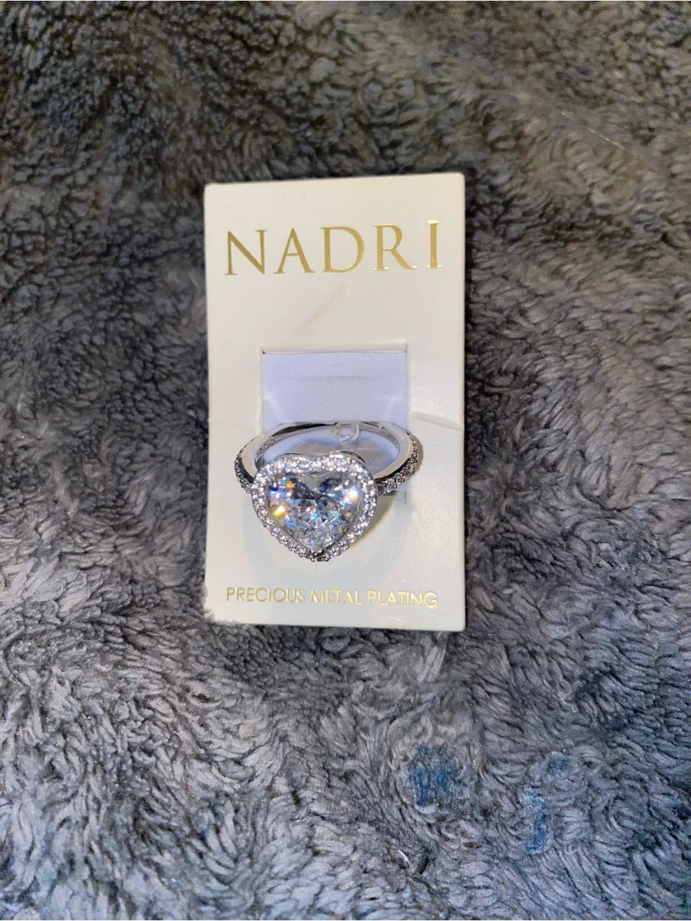 Nadri Silver Le Bisou Cubic Zirconia Heart Halo Ring Size 9 $90